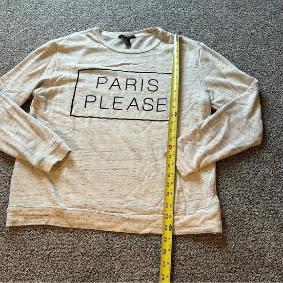 FOREVER 21 M Heathered Ivory Gray Sweatshirt Paris Please Graphic - Picture 6 of 13